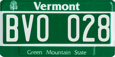 VT license plate BVO028