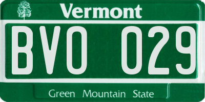 VT license plate BVO029