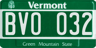 VT license plate BVO032