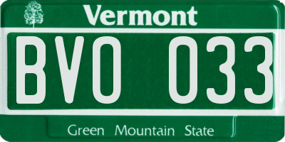VT license plate BVO033