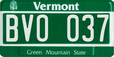 VT license plate BVO037