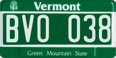 VT license plate BVO038
