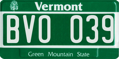 VT license plate BVO039