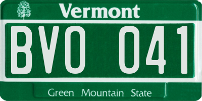 VT license plate BVO041