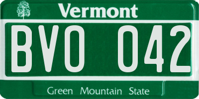 VT license plate BVO042