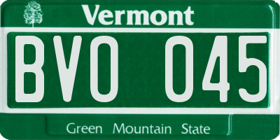VT license plate BVO045