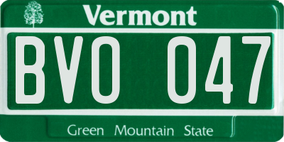 VT license plate BVO047