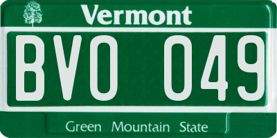 VT license plate BVO049