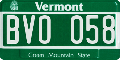 VT license plate BVO058