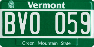 VT license plate BVO059