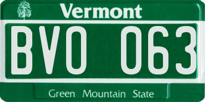VT license plate BVO063