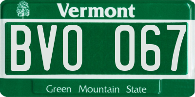 VT license plate BVO067