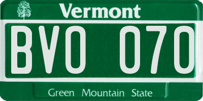 VT license plate BVO070