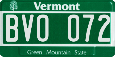 VT license plate BVO072