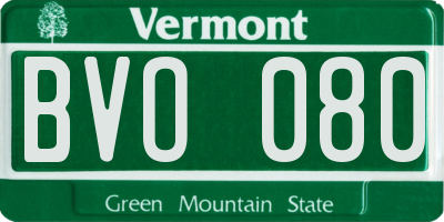VT license plate BVO080