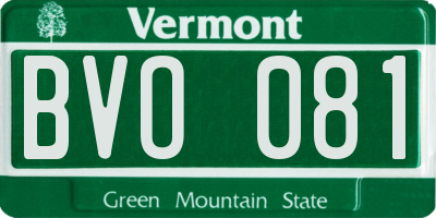 VT license plate BVO081