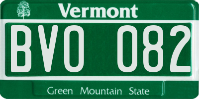 VT license plate BVO082