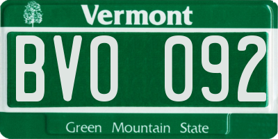 VT license plate BVO092