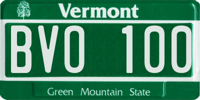 VT license plate BVO100