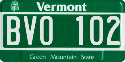 VT license plate BVO102