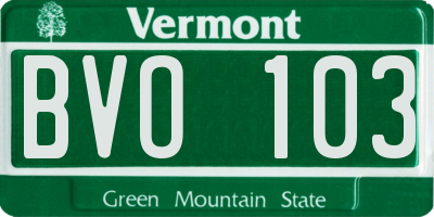 VT license plate BVO103