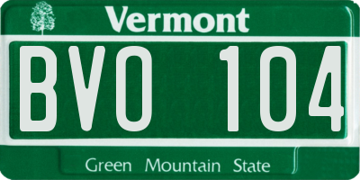 VT license plate BVO104