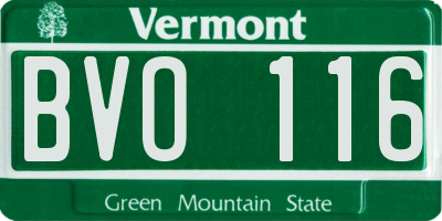 VT license plate BVO116