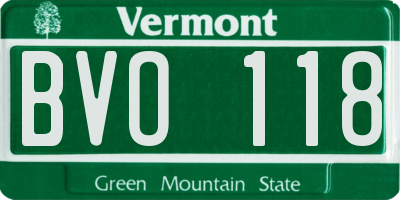 VT license plate BVO118