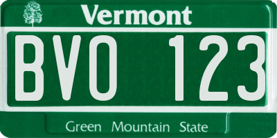 VT license plate BVO123