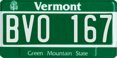 VT license plate BVO167