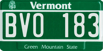 VT license plate BVO183