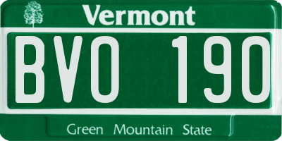 VT license plate BVO190