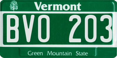 VT license plate BVO203