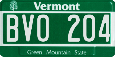 VT license plate BVO204