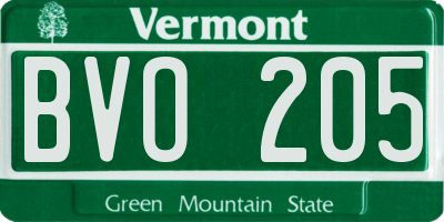 VT license plate BVO205