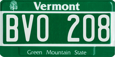 VT license plate BVO208