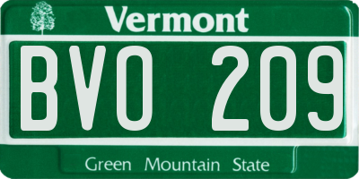 VT license plate BVO209