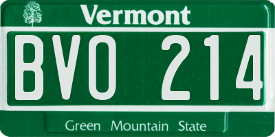 VT license plate BVO214