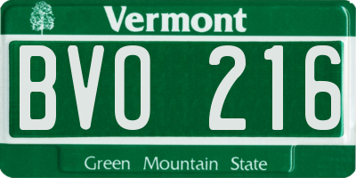 VT license plate BVO216