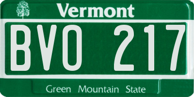 VT license plate BVO217