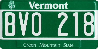VT license plate BVO218