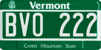 VT license plate BVO222