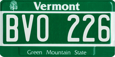 VT license plate BVO226