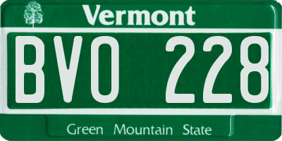 VT license plate BVO228