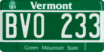 VT license plate BVO233