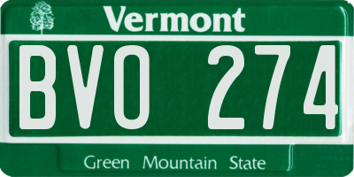 VT license plate BVO274