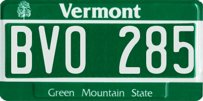VT license plate BVO285