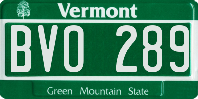 VT license plate BVO289