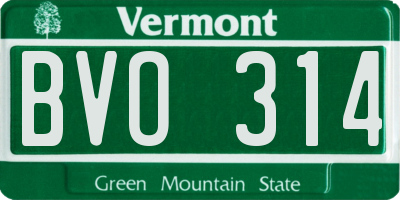 VT license plate BVO314