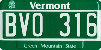 VT license plate BVO316